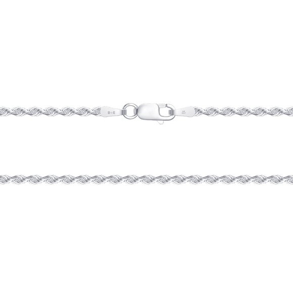 925 Sterling Silver 3mm Diamond Cut Rope Bracelet – ITALIA  925 Silver High Polished Rope Bracelet 3mm 9 inches